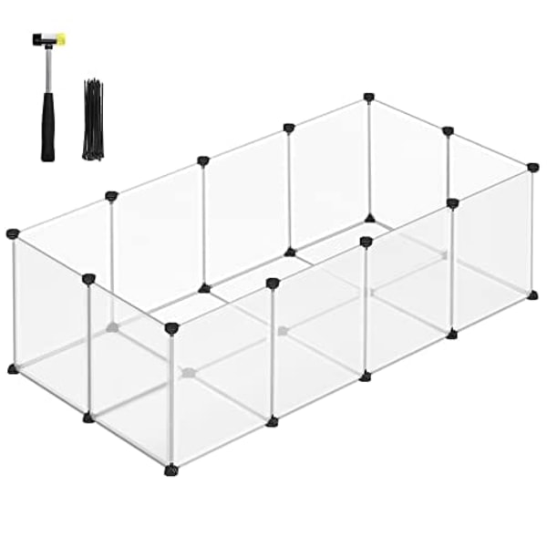 Pet Playpen, Guinea Pig Run And Cage With Floor, Inomhus Diy Transparent Plasthölje För Hamstrar, Kaniner, Igelkottar, Små Djurträning, Vit