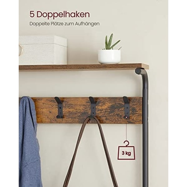 Vasagle tøjstativ, industrielt, rustik brun og sort