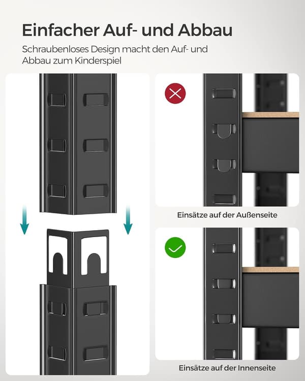 Robust reol, sæt med 2, kælderreol, 40 x 80 x 160 cm, sort