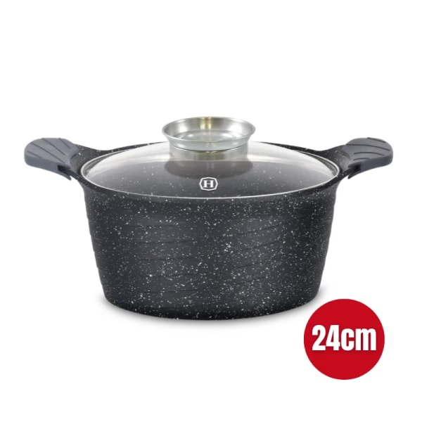 Herzog 24 cm marmorbelagd gryta med aromknopp - 4,6L