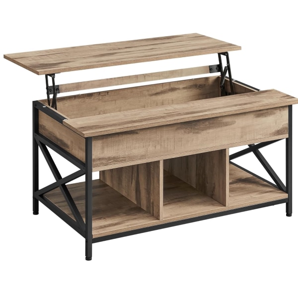 Vasagle soffbord, höj- och sänkbart vardagsrumsbord,  60 x 100 x (48-62) cm, kamelbrun/svart