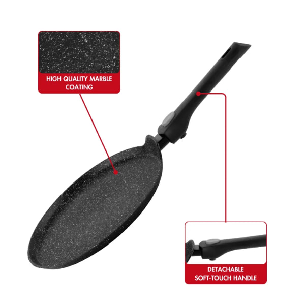 Herzog HR-3615: 28 cm Marmor Crepe Pan med avtagbart handtag