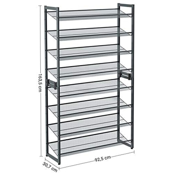 SONGMICS 8-lags skostativ, sæt med 2 stablebare, skohylde i stålgitter, cool grå