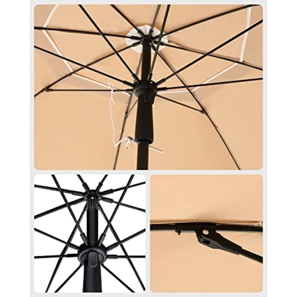 SONGMICS 1,6 m strandparaply, Parasol UPF 50+, solbeskyttelse, bærbar, taupe