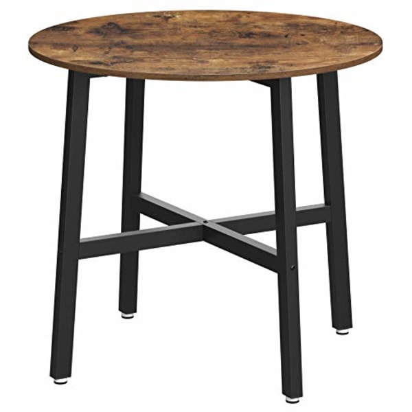 Vasagle matbord, rund köksbord, för vardagsrum, kontor, 80 x 75 cm, rustikbrun