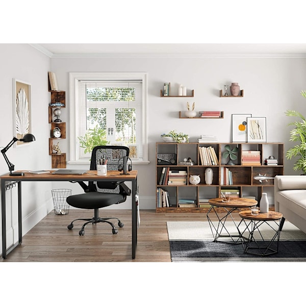 Vasagle soffbord, uppsättning av 2 sidobord, robust stålram, rustik brun och svart