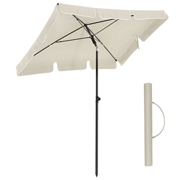 SONGMICS suorakaiteen muotoinen parveke aurinkovarjo 2 x 1,25 m, UPF 50+ suojaus, beige