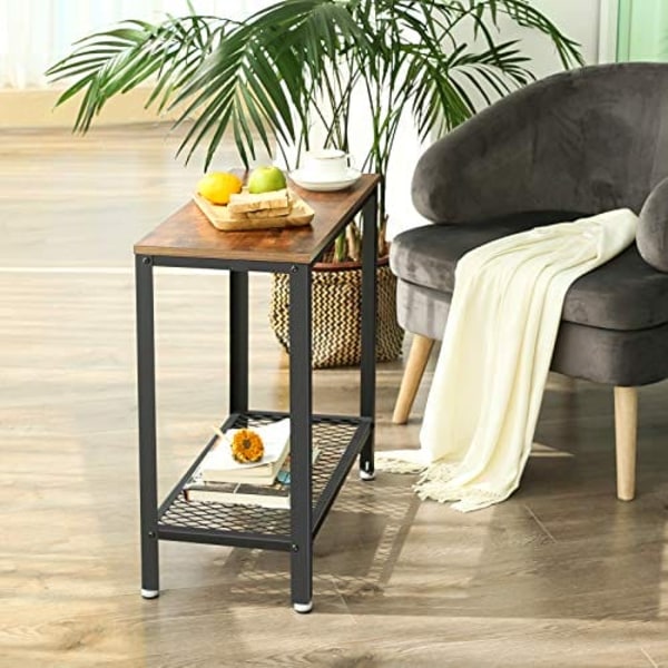 Vasagle industrielt sidebord, endebord, sengebord med netthylde, rustik brun