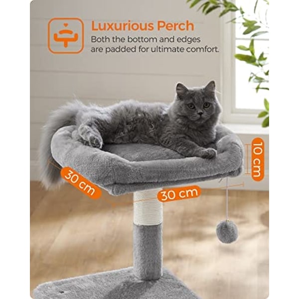 Feandrea Multilevel Cat Tree, 110 cm katttorn, kattlägenhet, ljusgrå
