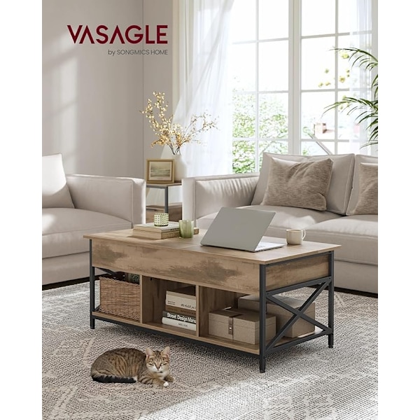 Sofa Bord med Hævefunktion, Stuebord, Opbevaringsskuffer, Brun og Blæksort