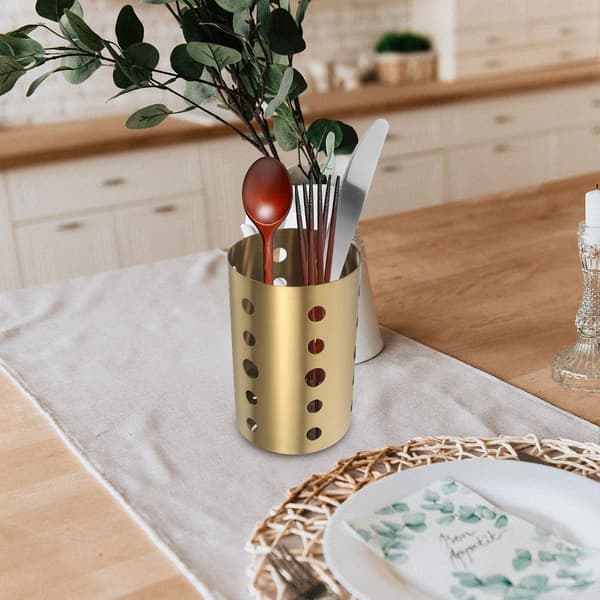 2 Pcs Stainless Steel Chopsticks and Utensil Holder, Round Shape