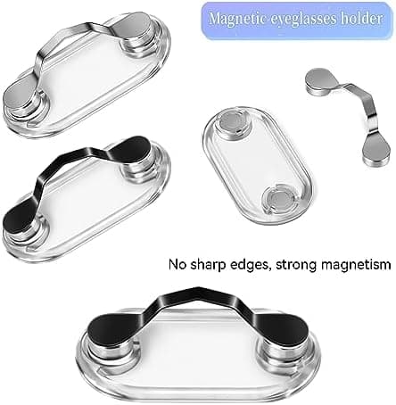 Magnetic Eyeglass Holder, 4pcs Magnetic Eyeglass Holder Practical for Glasses and ID Badges Fixed Items