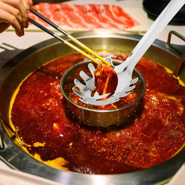 Spaghettiske med multifunktionelt design og nudelsi i rustfrit stål til at si suppe