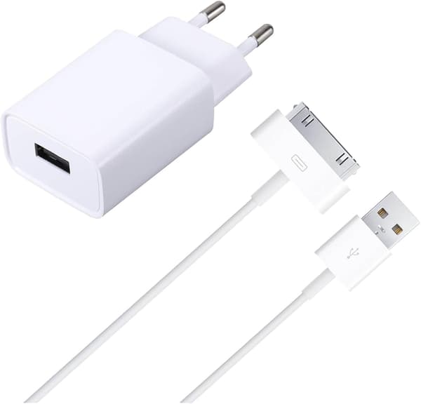 Lader og kabel kompatibel med iPhone 4/4S, iPad 2/3/1, iPod Nano/Touch
