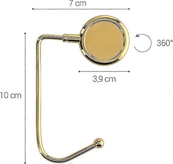 2x Handbag Hook - Foldable Bag Hanger - Bag Holder for Table or Desk - Handbag and Small Item Hanger - Gold