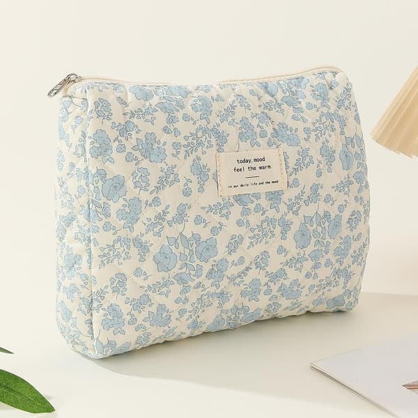 Makeuptaske Stor kapacitet Toilettaske Blomstret Makeuptaske Bomuld Makeuptaske Rejse Makeuptaske B B