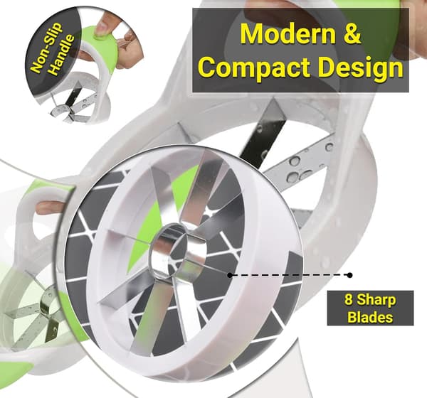 Apple Slicer 3 in 1 Corer Cutter and Peeler with 8 Stainless Steel Blades - Core Remover Tool and Press Machine