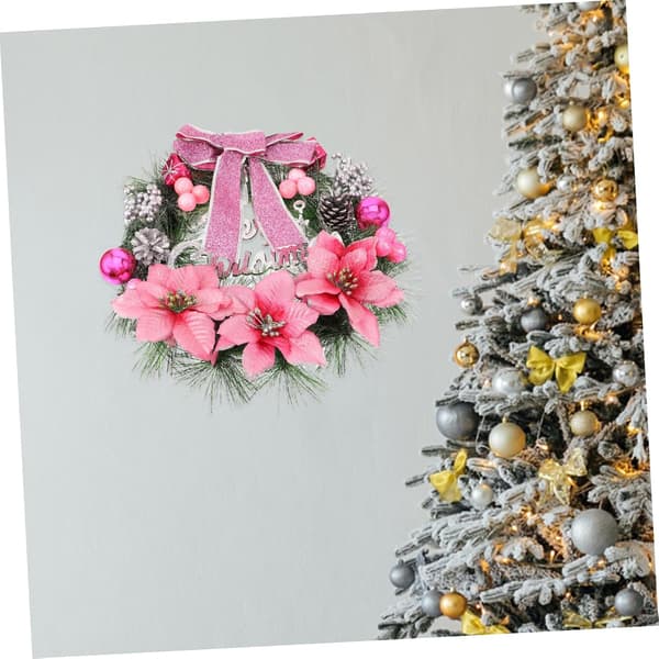 Artificial Pine Wreath with Berries and Bow for Christmas Home Decor
