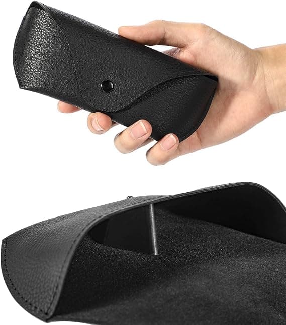 Leather Case for Glasses 2-pack, PU Leather Portable Travel Protection for Glasses, Soft Case for Sunglasses