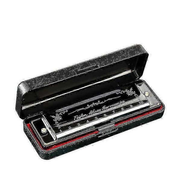 10 Huller 20 Harmonika Blues Deluxe Harmonika Begynder C Harmonika - Sort - KC