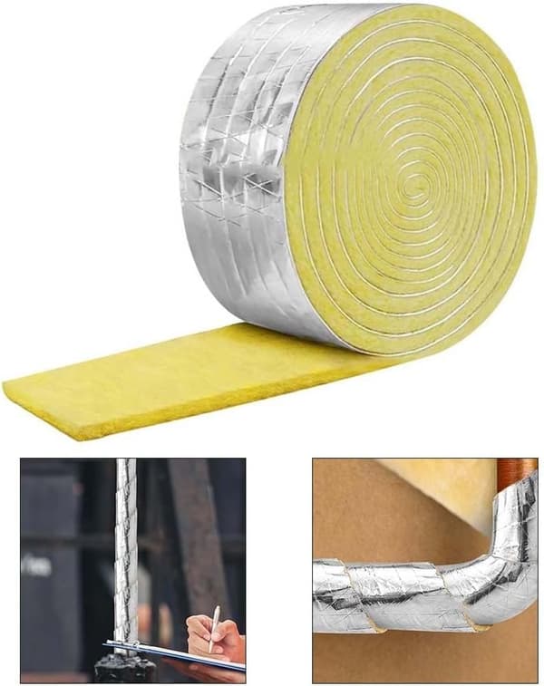 Glasfiber rør-isolering, aluminiumsbagside, 10M, indendørs/udendørs, frostbeskyttelse