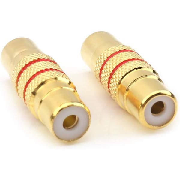 Female to RCA Female Interconnect Coupler Adapter, with Gold-Plated Housing for Mixer Amplifier Cable Link - 2-Pack