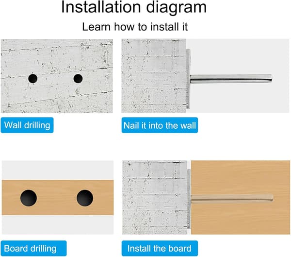 Floating Shelf Brackets, 4 Pcs Hidden Shelf Brackets 4 Inch Deep Concealed Blind Shelf Supports for DIY Home Wall Shelf
