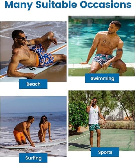 Herr Badshorts med Kompressionsfoder Stretch Strandshorts Snabbtorkande Boardshorts