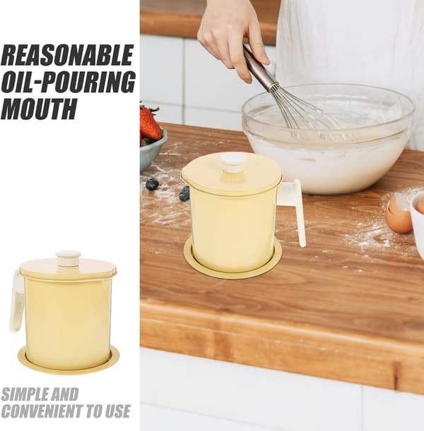 Oil Strainer Storage Jar and Meat Fat Separation 1.4L Large Capacity