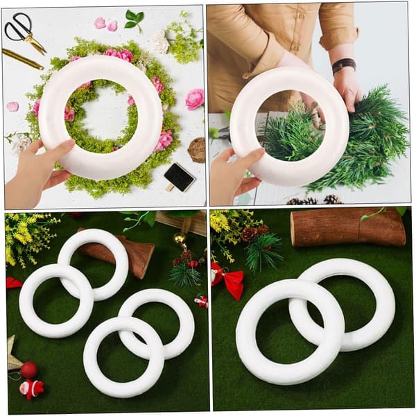 10 Pcs DIY Foam Wreath Frames Circle Wreaths for Crafts Party Ornaments Empty Design Foam Circle