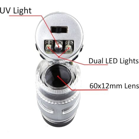 60X Mini LED UV-forstørrelsesglas til juvelerer (60X) (FMY)
