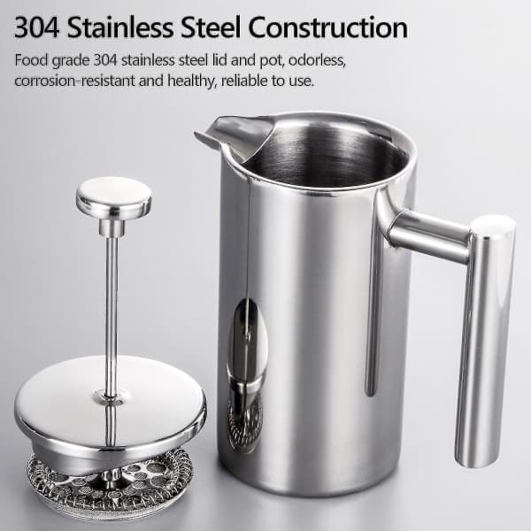 350ml/800ml/1000ml Fransk Press Kaffebrygger Rustfrit Stål Dobbeltvægget Isoleret Kaffebrygger PotBY 1000ml 1000ml 1000ml