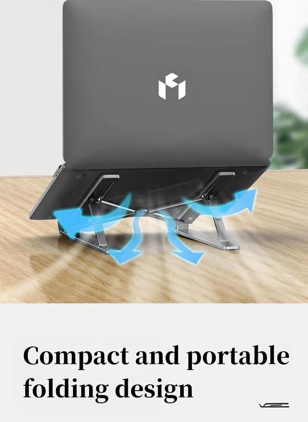 Justerbart laptopstativ - Ergonomisk design, 6 justeringsniveauer, Premium ABS-silikonekonstruktion, Bærbart og foldbart
