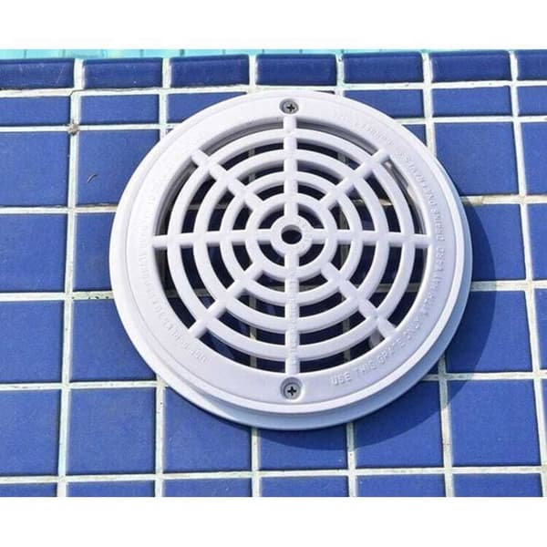 Poolbottenrist - Omärkt - Rund - Diameter 20,3 cm - Lätt att installera - Bas + lock - Vit