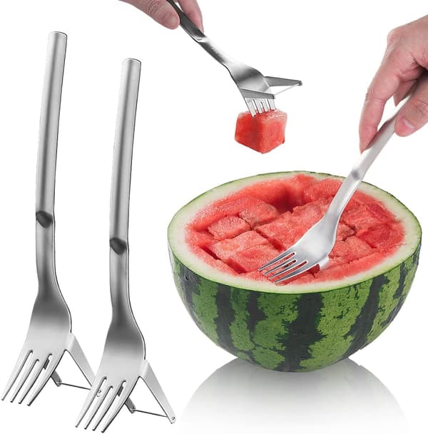 Vandmelon Gaffel, Vandmelon Skærer, Gaffel Rustfrit Stål Frugtskæring til Familiefester Camping