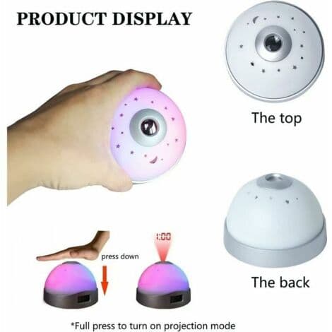 Ensoleille – LED Ceiling Projection Alarm Clock – Red Projection on Ceiling – Battery Powered – Snooze Function (3 times) – For Bedroom and (FMY)