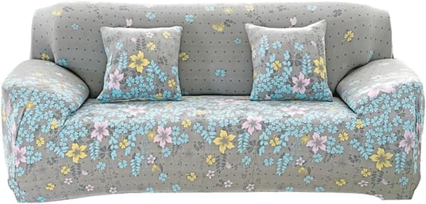 1 stk. elastisk sofabetræk, sofabetræk med blomstermønster, universelt sofabetræk med pude, smudsafvisende sofabetræk (2-personers, blomst)