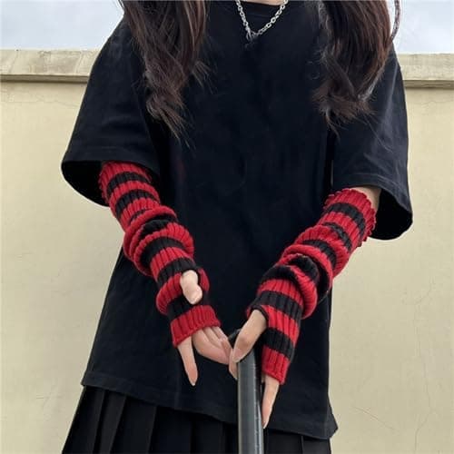 42 cm Sorte Armvarmere Handsker Fingerløse Goth Rock Arm Sleeve Til Kvinder Eller Mænd