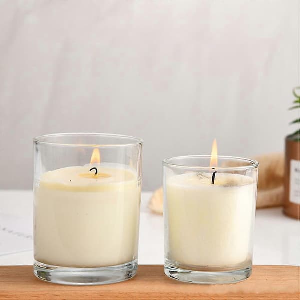 Transparent glass candle cup for decoration with 4-piece candle holder set
