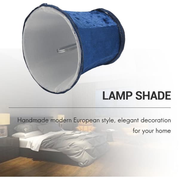 Fabric Clip-on Lampshade, E14 Handmade Lampshade for Modern European Style Wall Lamp, Light, Table Lamp with Blue Flannel Decor (Dark Blue)