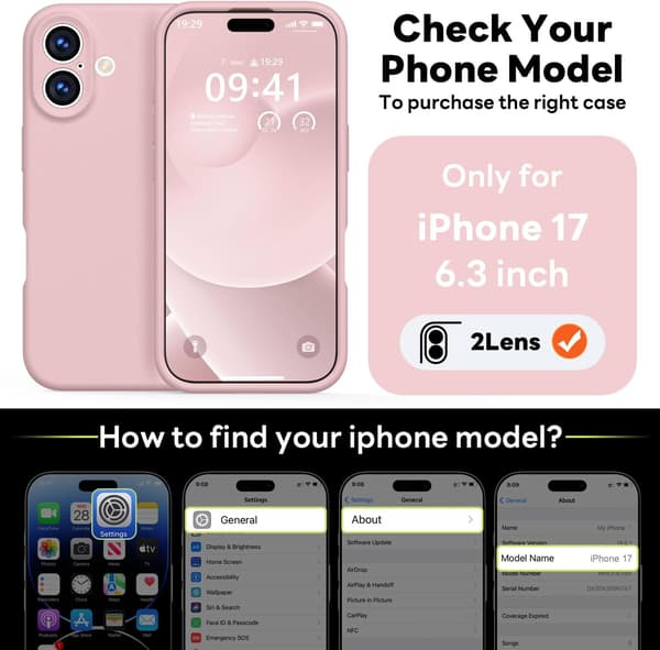 Magnetic Liquid Silicone Case for iPhone 17, Shockproof and Full Protection, Unisex, Pink, 6.3 inches.