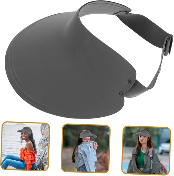 Women's Sun Hat with Wide Brim, Beach Hiking Cap, Adjustable Strap for Outdoor Activities, Dark Grey