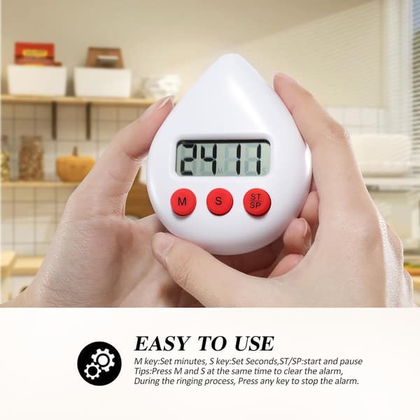 Digital kökstimer - Nedräkning Uppräkning Timer - Magnetisk Nedräkningstimer med Stor Display - Matlagningstimer för Bakning, Kök, Studier (Vit) Vit White