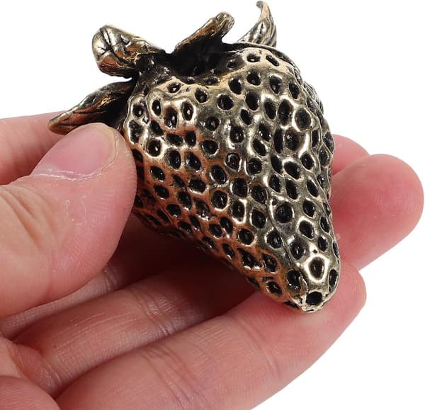 Brass Strawberry Shaped Figurine Flat Bottom Design Without Burrs