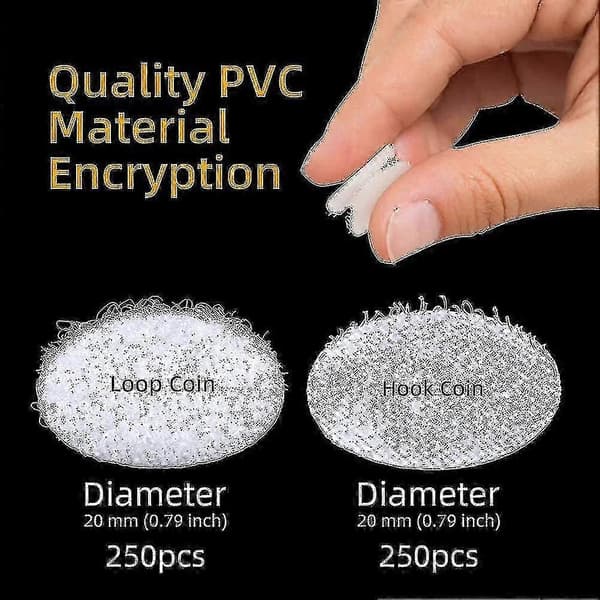 500 Pcs Hook and Loop Dots Self-Adhesive 20 mm, Self-Adhesive Coins Double-Sided-dwdz