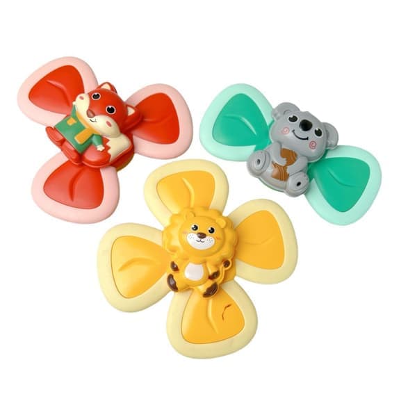 Kolmiosainen setti - Fidget spinnerit lapsille imukupeilla - Värikäs pyörivä lelu