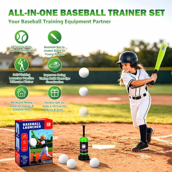 Baseballharjoitus-Tee Ball Popper, Pop Up Baseball-valmentaja & Tee Ball -setti