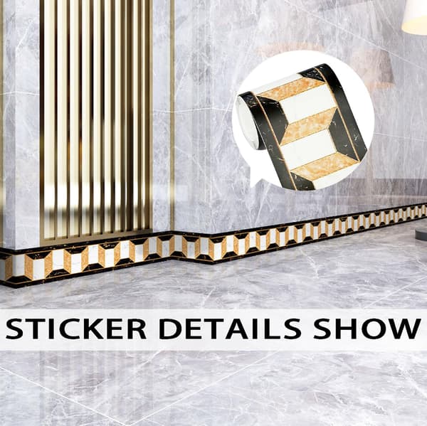 Modern Geometric PVC Wall Border - Decorative Kitchen Tile Stickers
