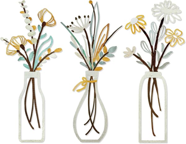 3 Delar Guld Metalltråd Blomma Väggdekor Modern Dekoration - 35*15cm - För Sovrum Vardagsrum Badrum Galleri