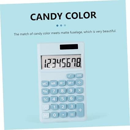 (Blå) Mini Solar Calculator, Basic Calculator, Simple Graphing Calculator for Science Students, Mini Calculator